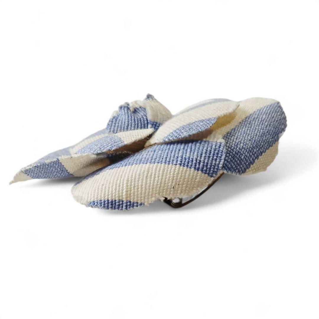 CHANEL シャネル ブローチ コサージュ デニム カメリア ボーダー