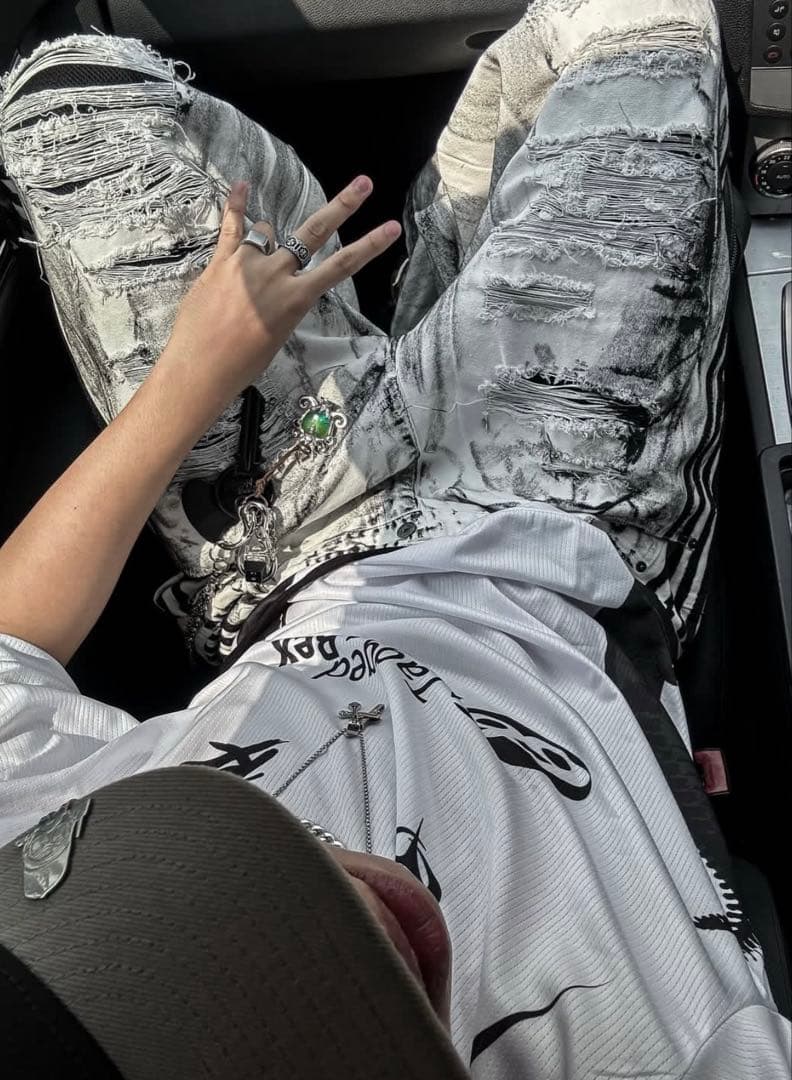 RYE CHASIN ダメージ加工 バギーパンツ ワイド 白 y2k opium