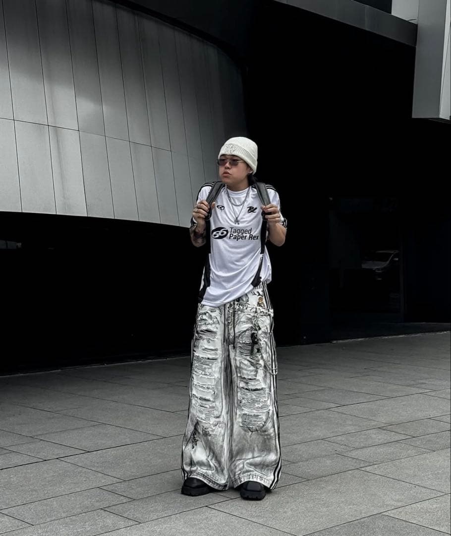 RYE CHASIN ダメージ加工 バギーパンツ ワイド 白 y2k opium