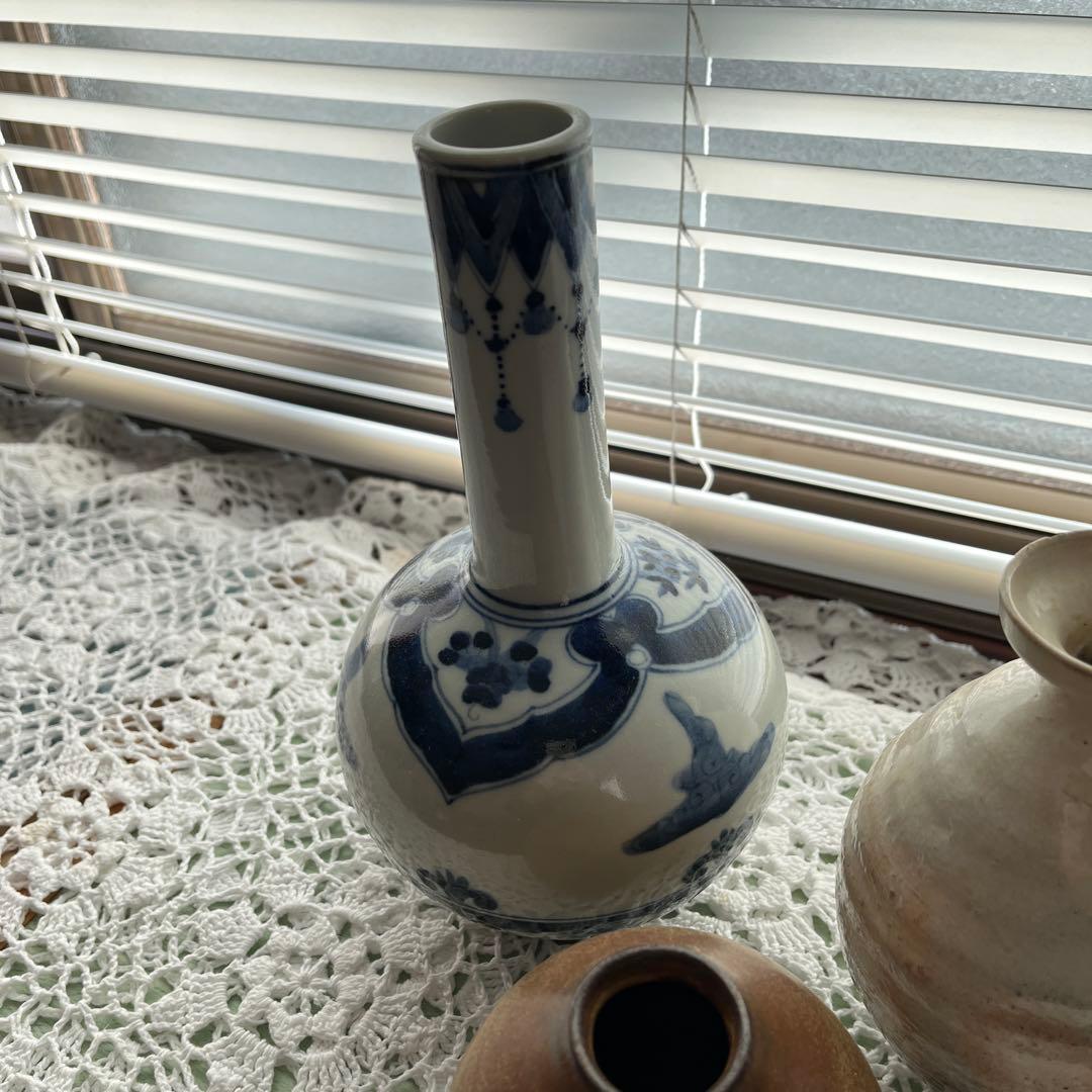 山本長左 藍九谷 花器ほか　計３点