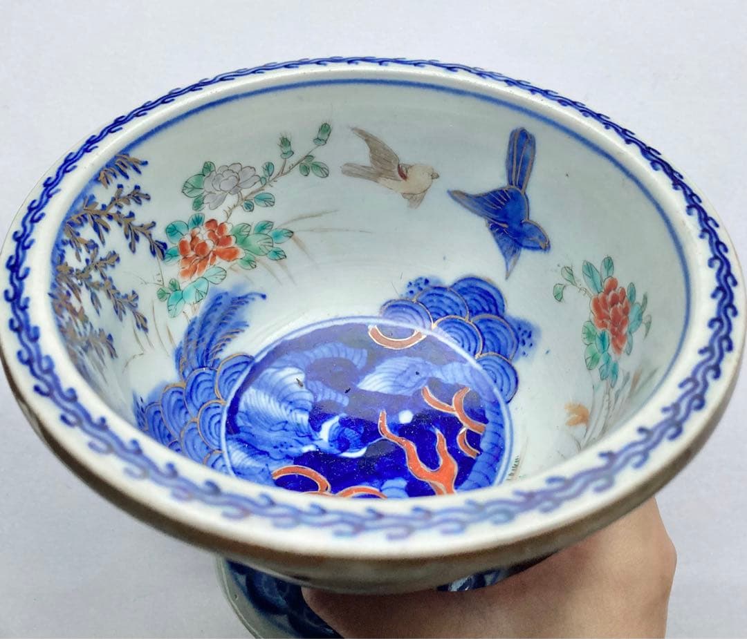 染錦色絵千鳥杯洗　器　吾山窯や源六製、大聖寺伊万里や古伊万里、深川製磁や其泉好き