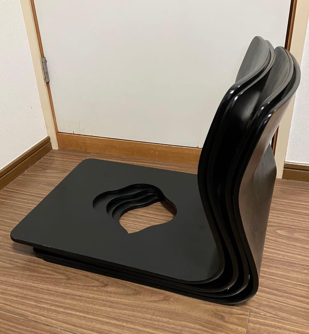 【美品】弘益 座椅子 ブラック 4点セット 座布団付き 旅館 ①