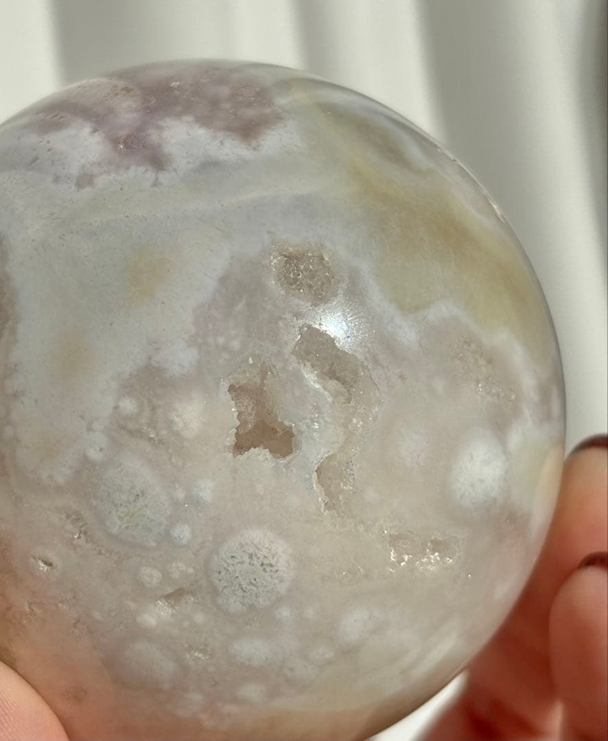 《高品質ピンクアメジスト×レースアゲート》点描クローライトの希少スフィア