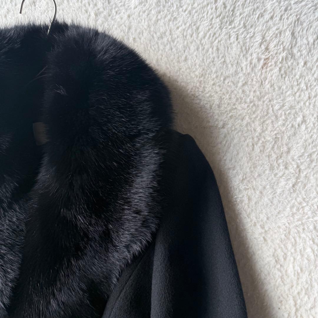 ピンキーアンドダイアン ロングコート ウール カシミヤ混 リアルファー 未使用級