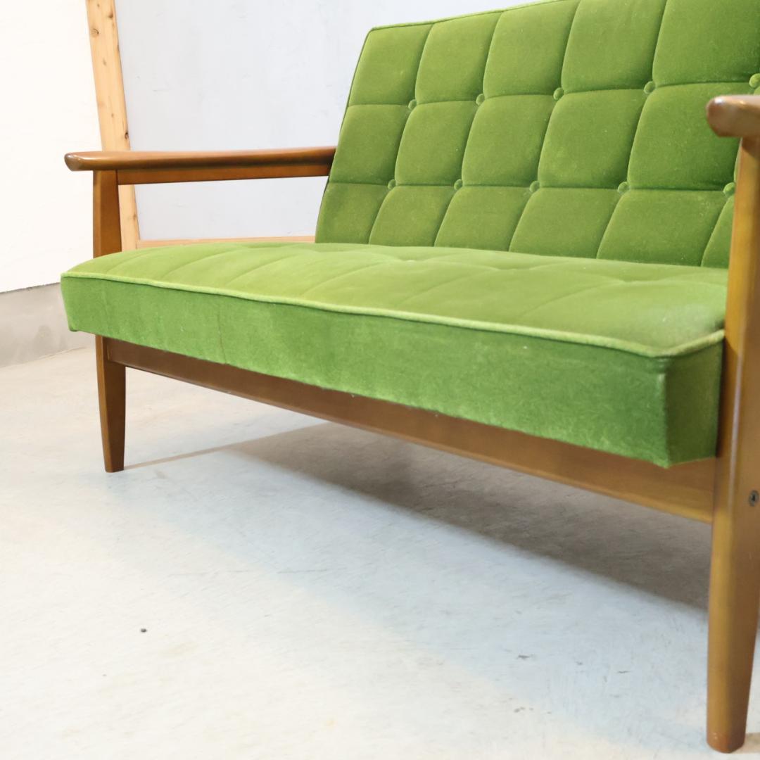 Karimoku カリモク60 モケットグリーン Kチェアー 2人掛けソファー