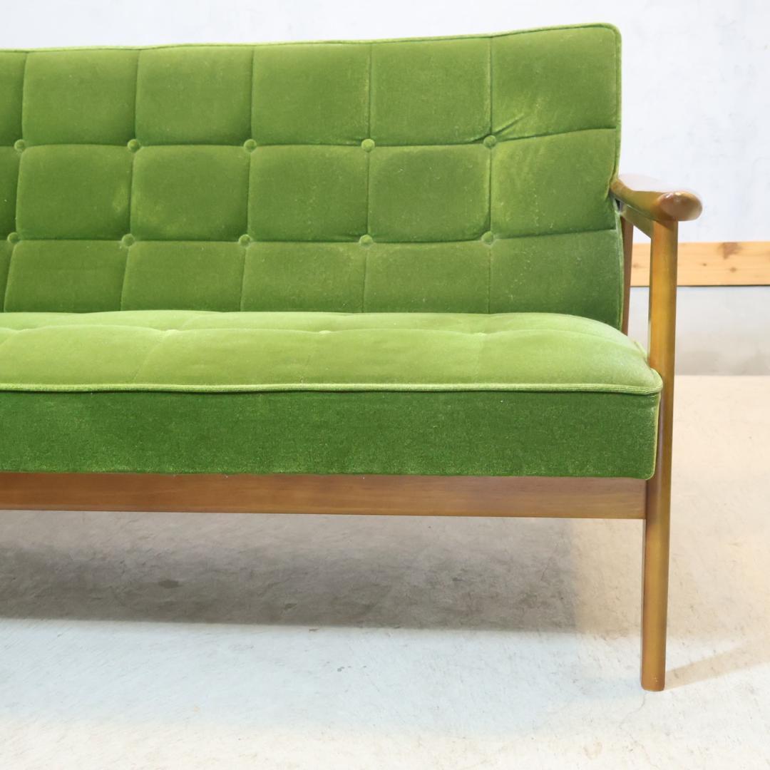 Karimoku カリモク60 モケットグリーン Kチェアー 2人掛けソファー