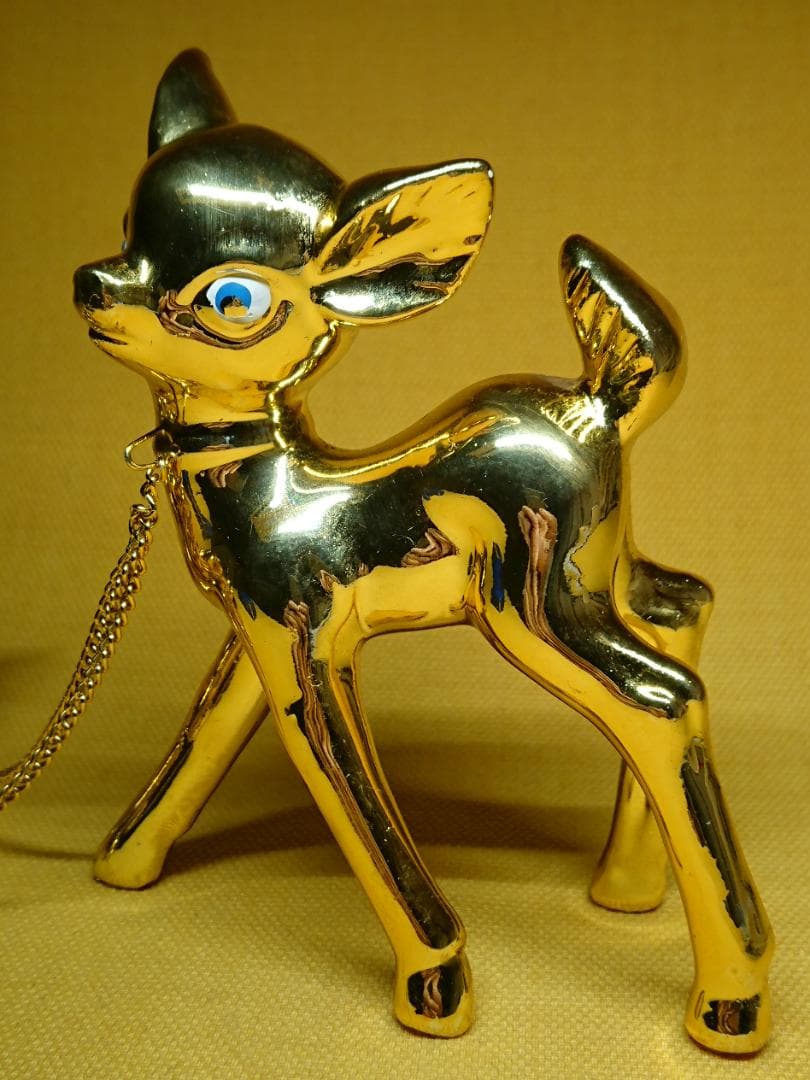 【美品】バンビ　シカ　鹿　陶器　置物　インテリア　工芸品　美術品　A2580