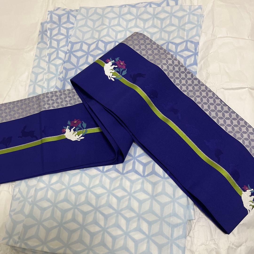 riri　シワにならない浴衣　うさぎの帯