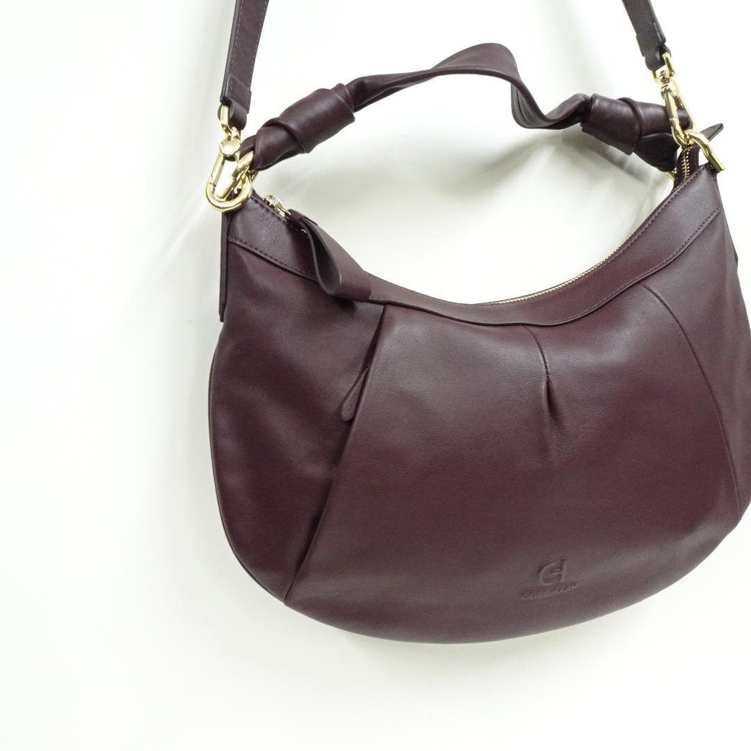 COLE HAAN レザーショルダーバッグ アポンテスラウチホーボー ワイン