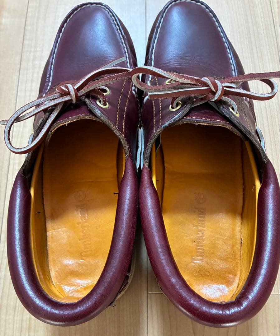 ティンバーランド　3eye 3アイレット　バーガンディ レザー デッキシューズ