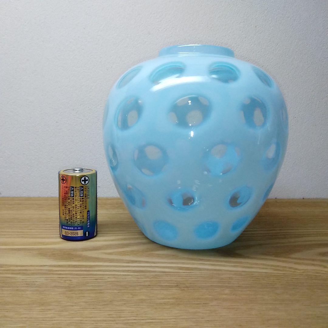 海外 アメリカ フェントン Fenton 花瓶 ブルー ガラス 水玉模様