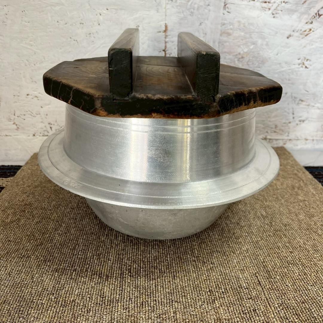 アルミ 羽釜 22cm 木蓋付き 釜飯 昭和レトロ 古民具 はがま A1073