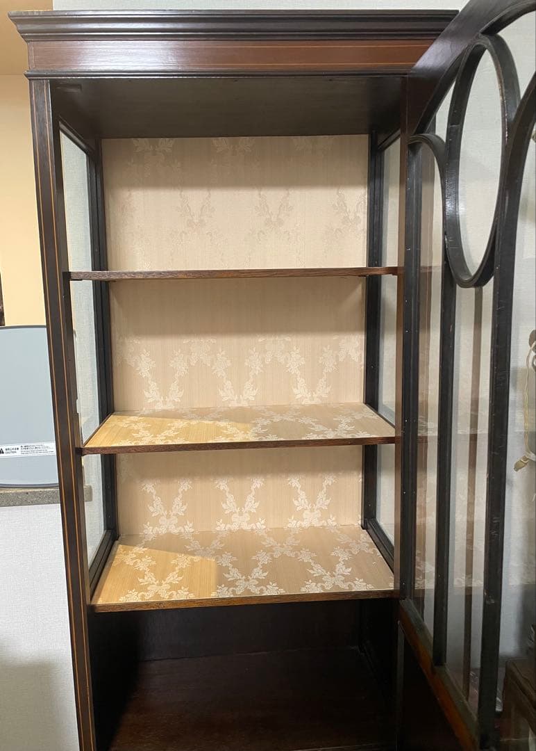 アンティーク　木製ガラス扉　飾り棚