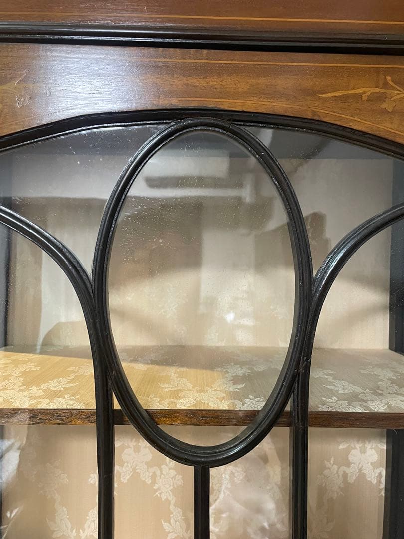 アンティーク　木製ガラス扉　飾り棚