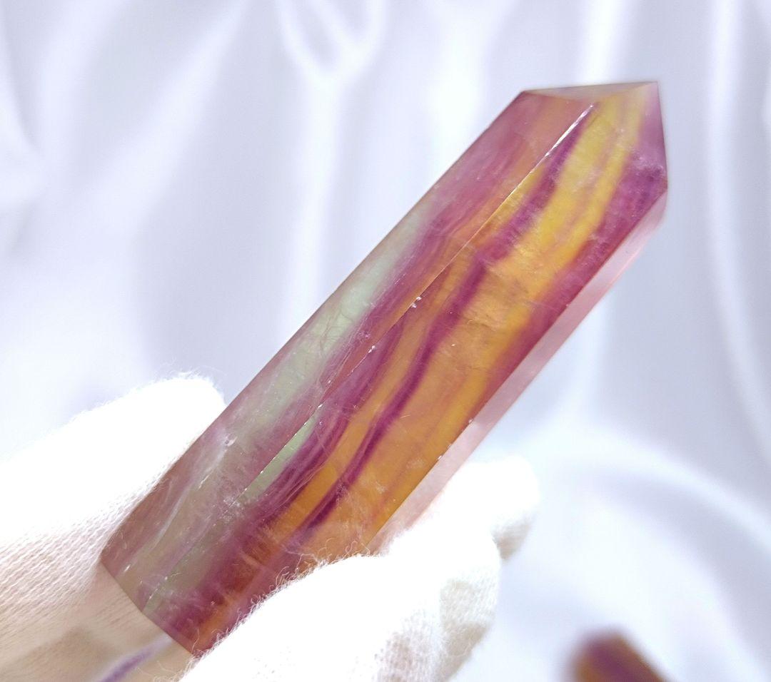 キャンディ フローライト　ポイント　お買い得 4本 セット　六角柱　ストライプ