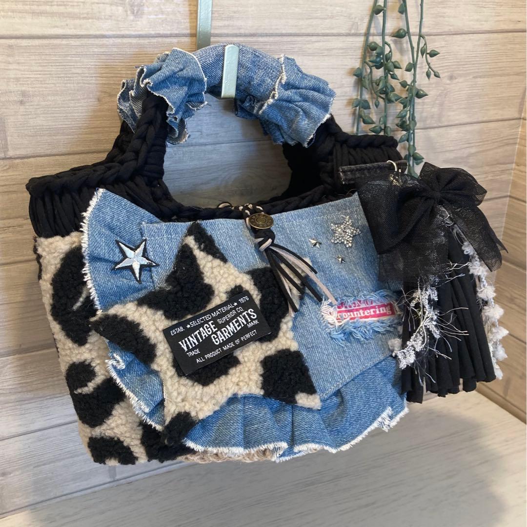 Ｎｏ576 ハンドメイドバッグ デニムリメイクバッグ リメイクデニムちょここ様