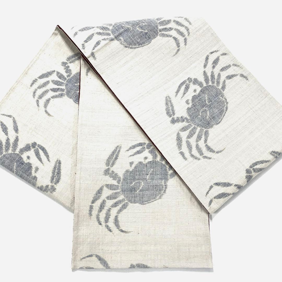 専用帯5890 ●高級 正絹 紬 六通 袋帯 蟹