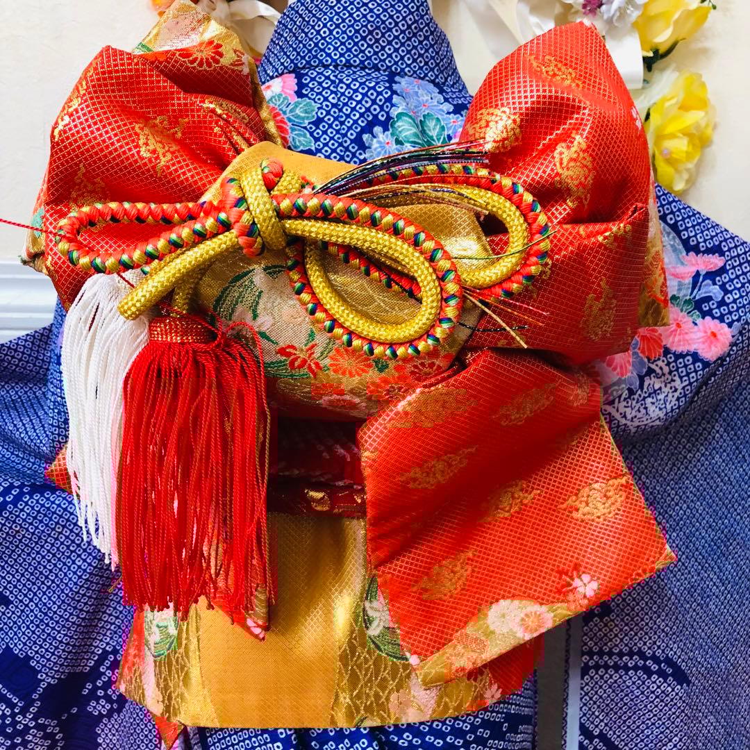 七五三7歳‼️豪華絞り柄風御所車牡丹花々金糸刺繍煌びやか全てついてる完全フルセット