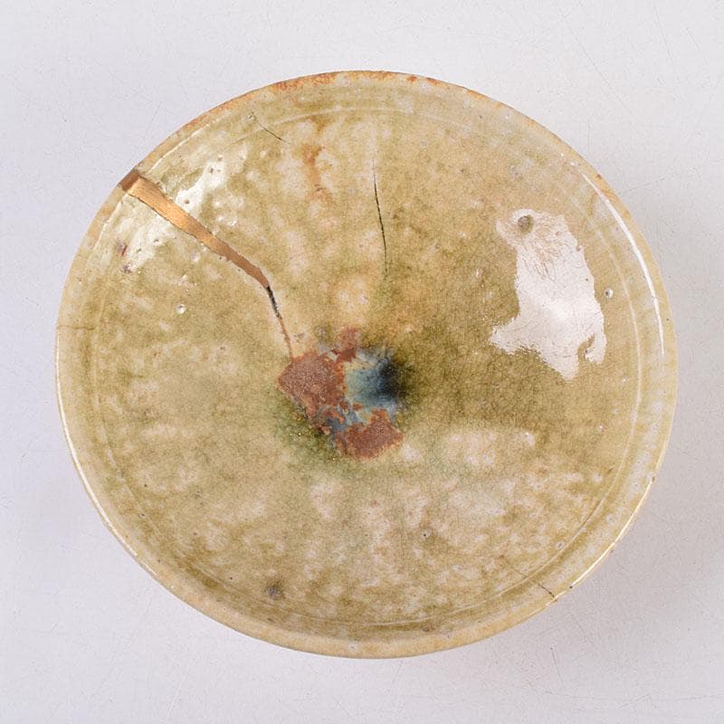 茶道具　信楽焼　平茶碗　銘布引　金継直し　堀内宗完(兼中斎)極め箱　VR9024