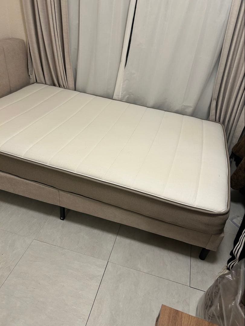 LOWYA ファブリックベッドフレーム Nスリープマットレス　セミダブル　セット