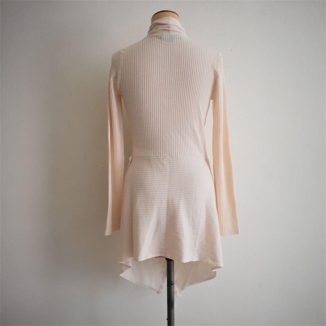 上海灘 メリノウール ドレープニットワンピース カーディガンXS イタリア製 白