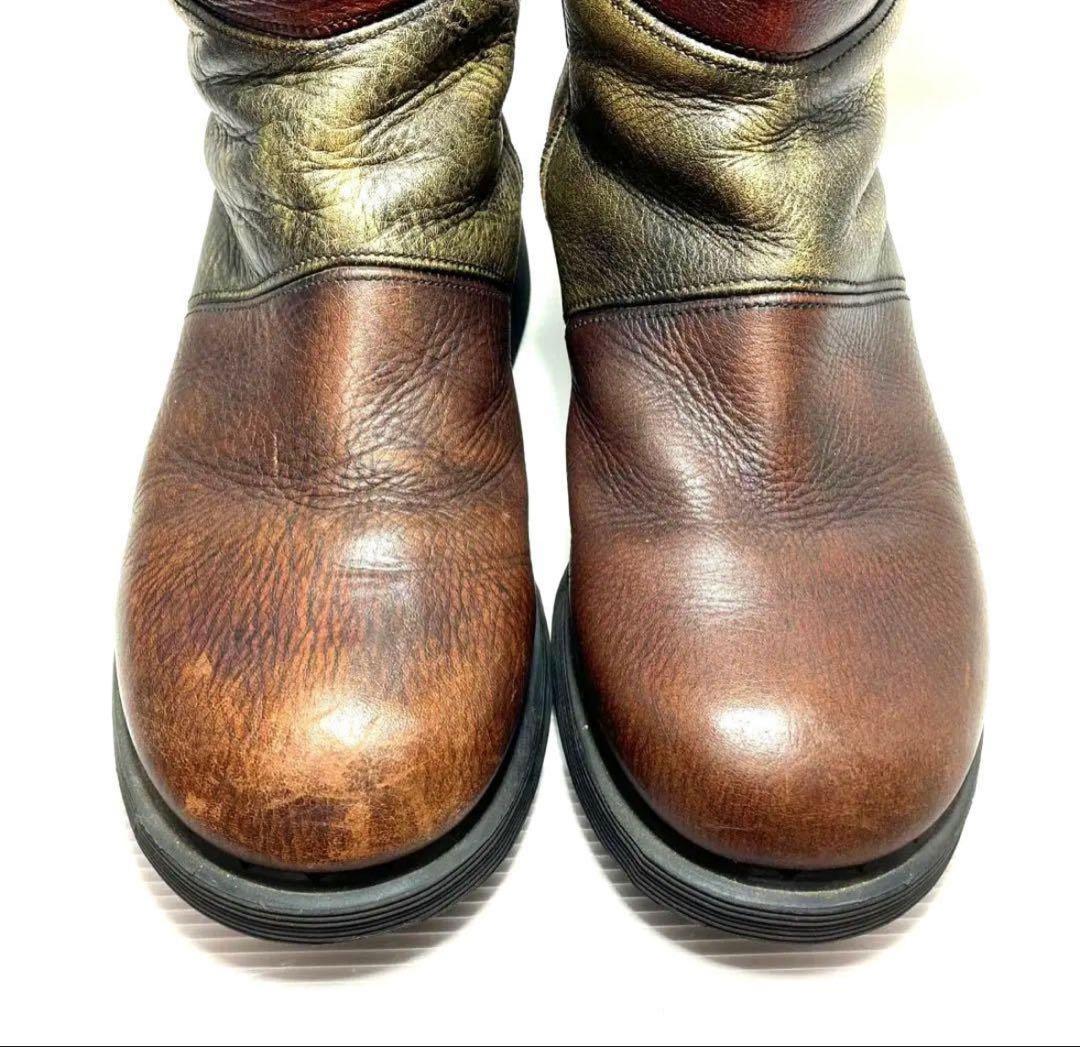 極希少】ドクターマーチン　ロングブーツ　バイカー　パッチワーク　サイドジップ