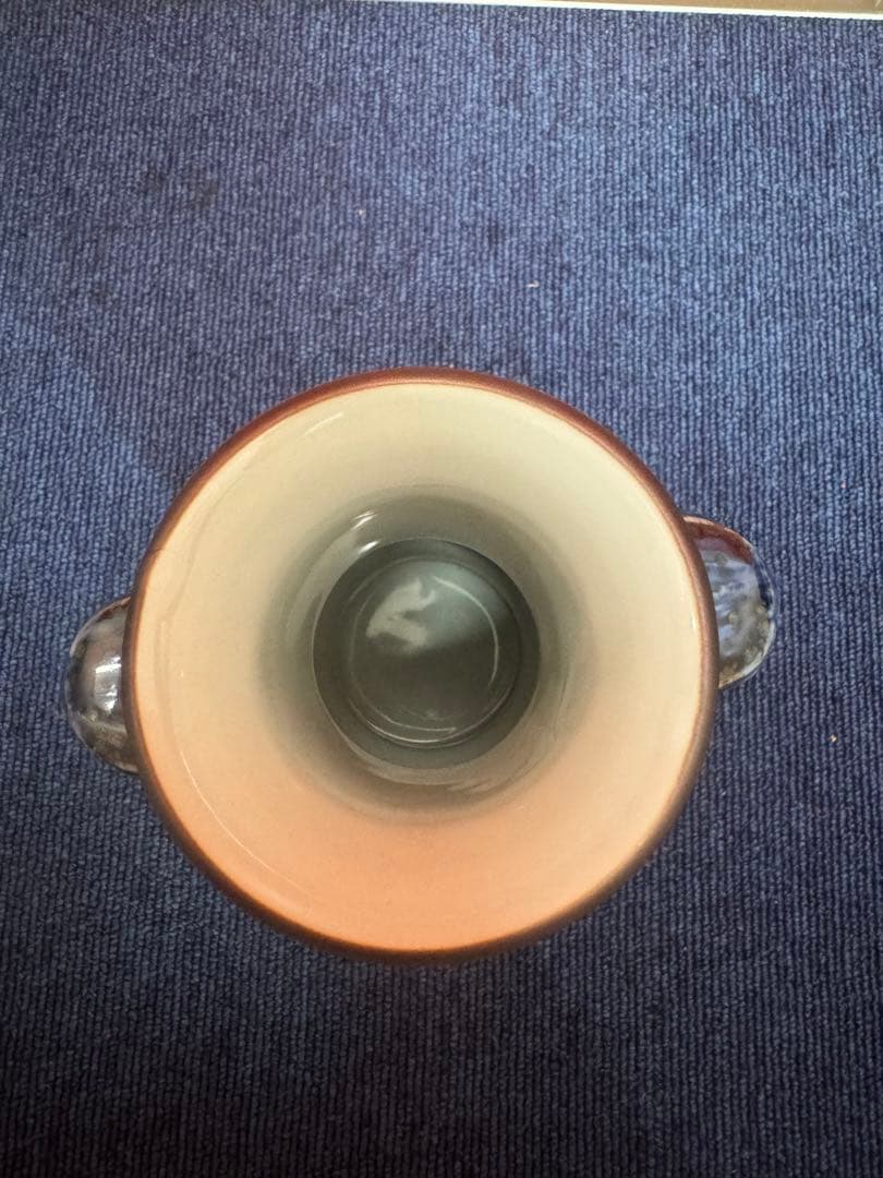 1844 平安橘吉　青花唐草　双耳花瓶