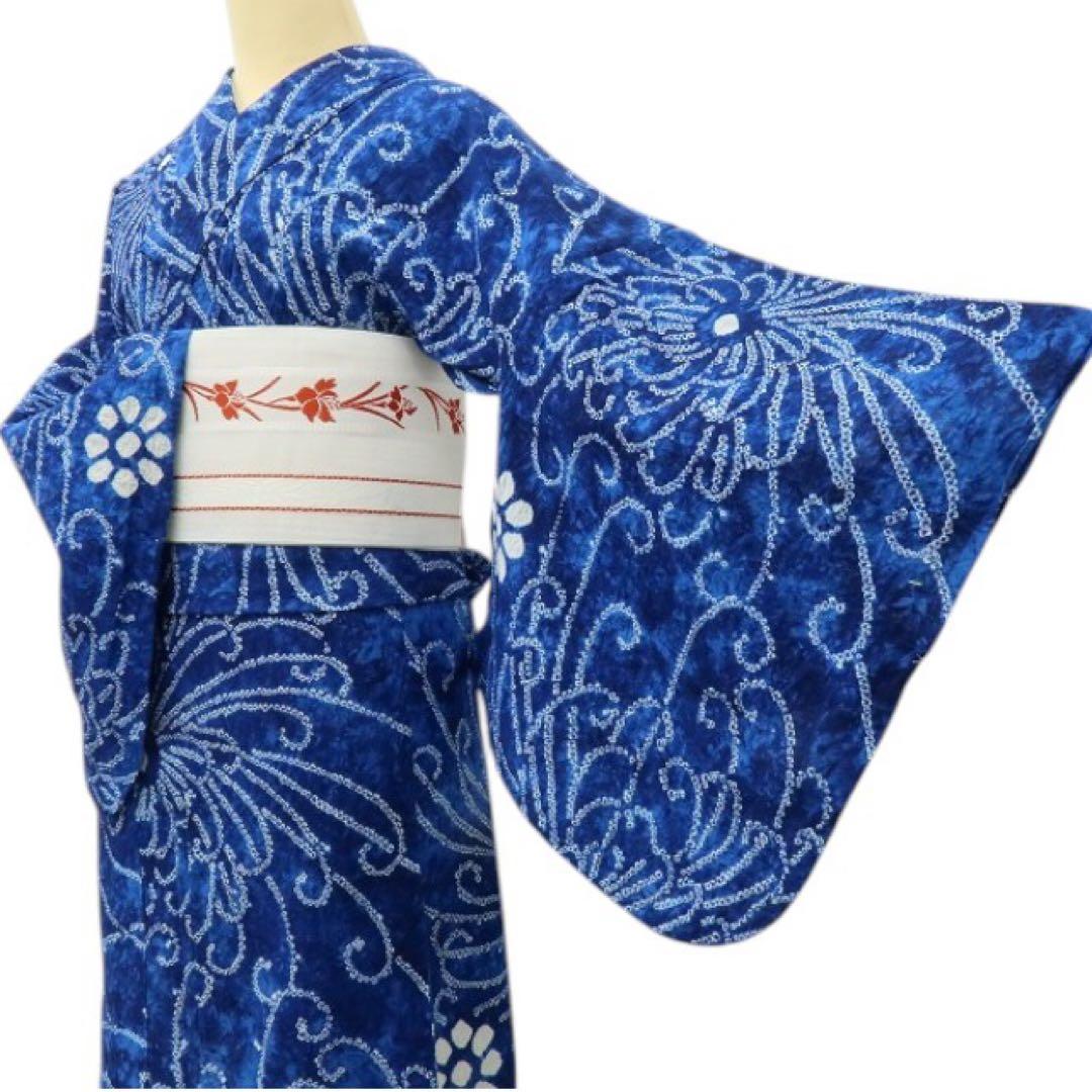 美品 有松鳴海絞り 乱菊 高級浴衣 着物 A3351