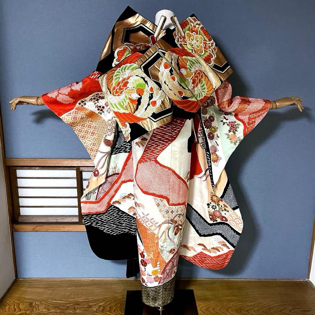 振袖フルセット　絞り　手描き友禅　手刺繍　吉祥文様　鳳凰　成人式振袖　振袖