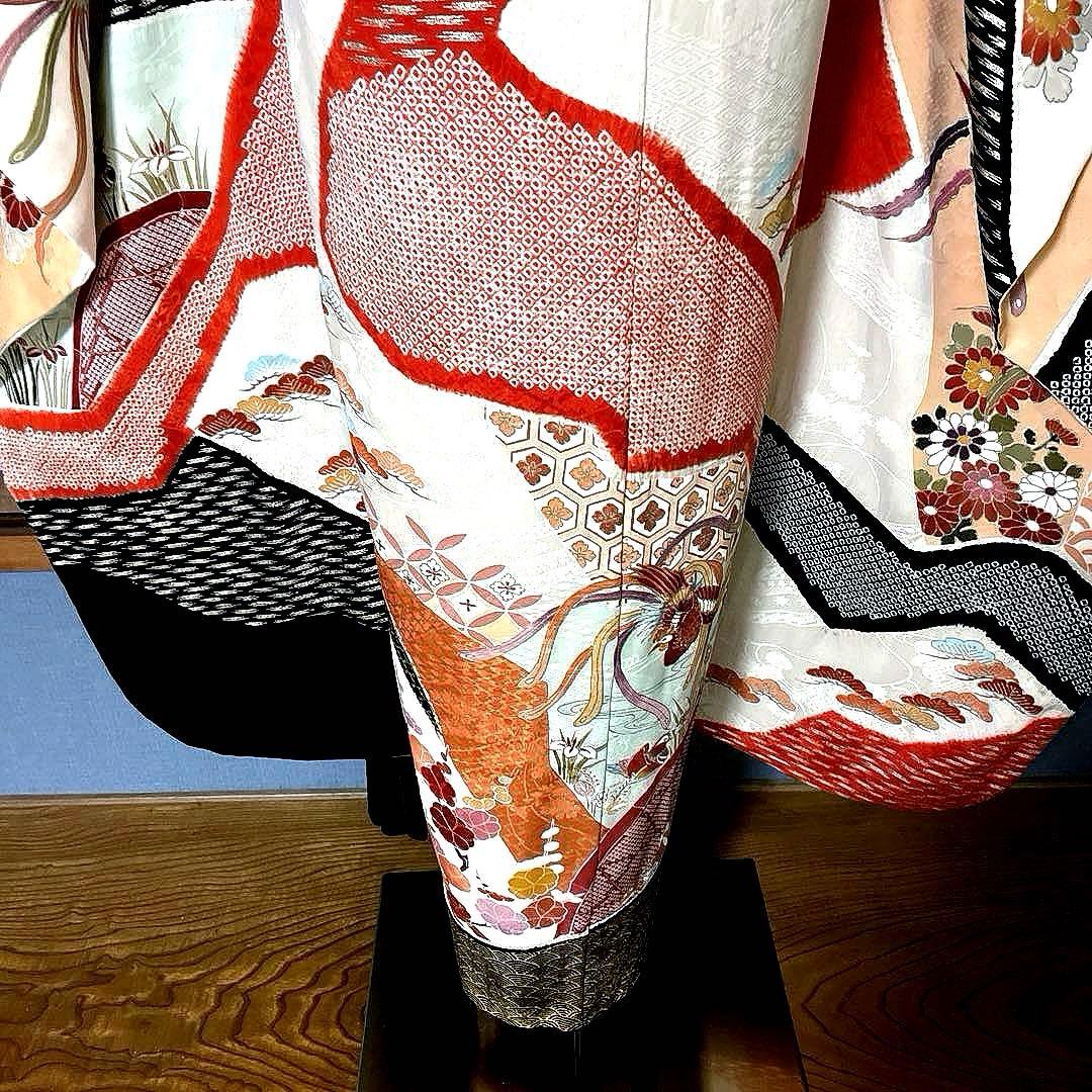振袖フルセット　絞り　手描き友禅　手刺繍　吉祥文様　鳳凰　成人式振袖　振袖
