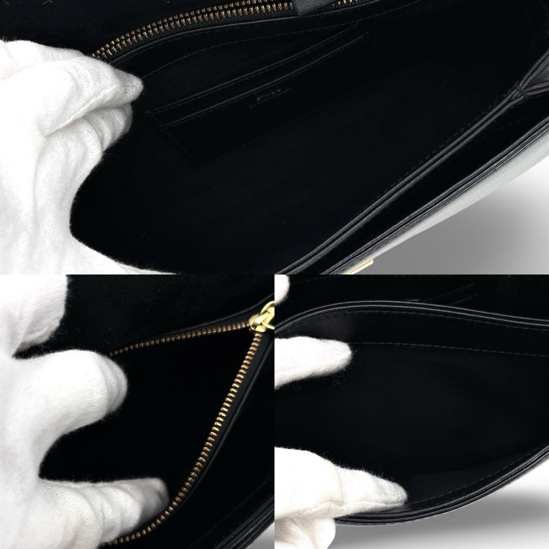 【未使用級】ポロラルフローレン　レザー　サドルバッグ　ID ショルダー　黒