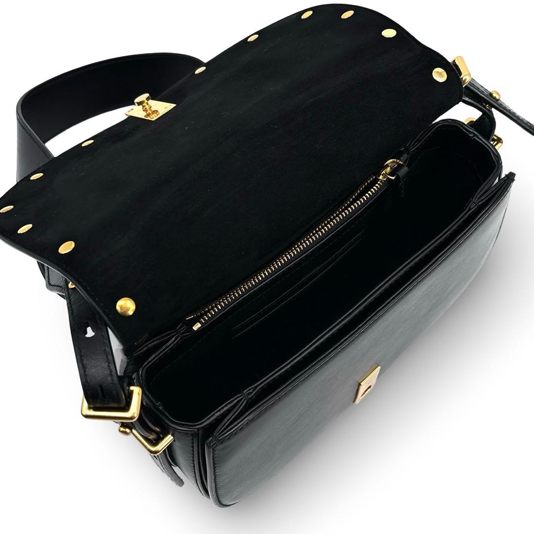 【未使用級】ポロラルフローレン　レザー　サドルバッグ　ID ショルダー　黒