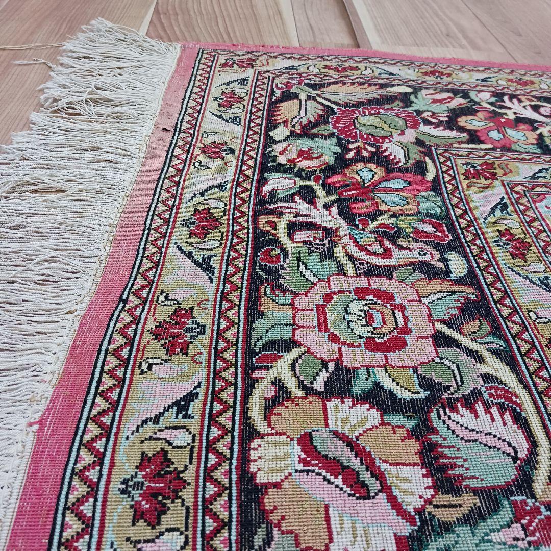 Y3009 ペルシャ絨毯 クム産 シルク100% 手織り81万ノット