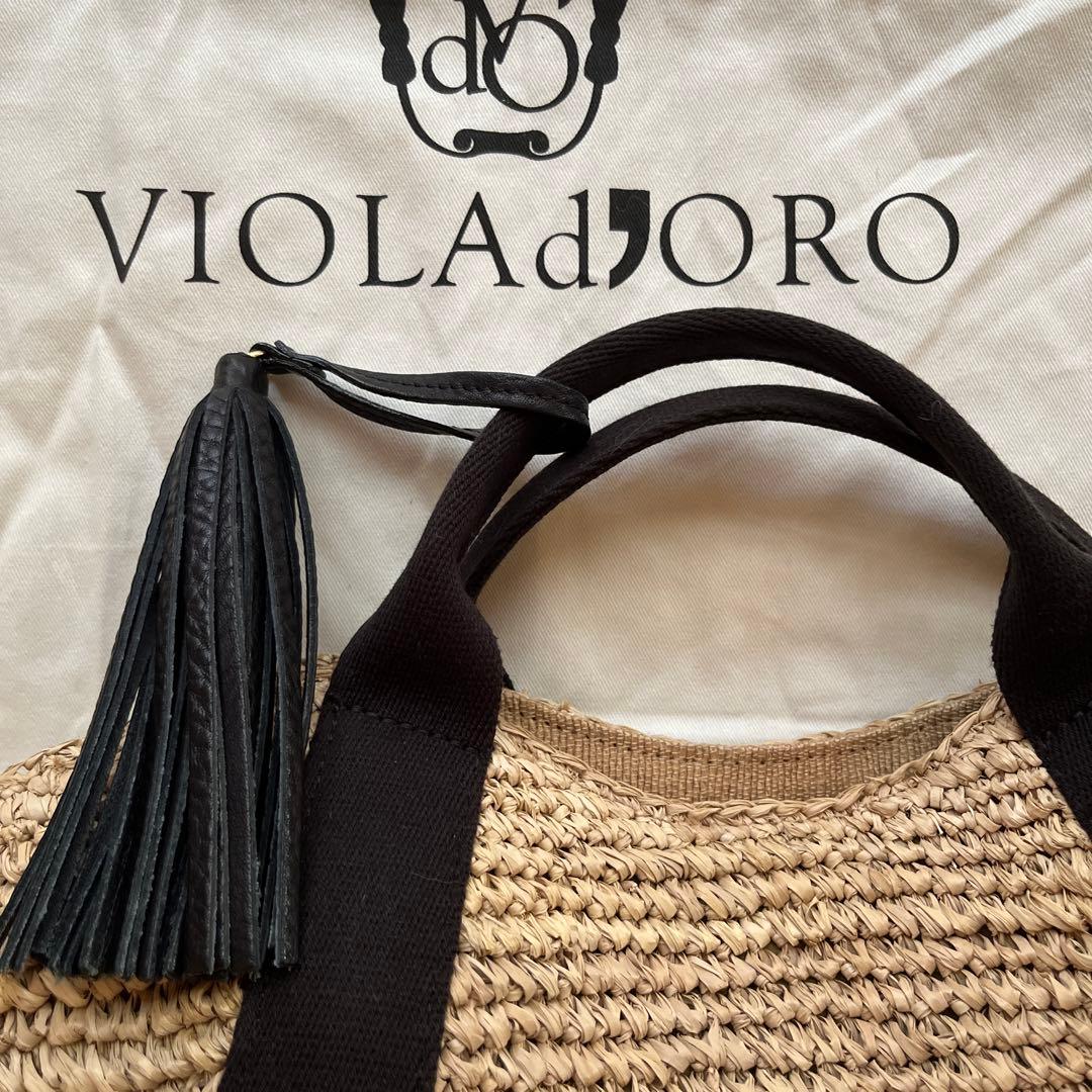 ヴィオラドーロ　かごバック VIOLAd'ORO ラフィア　黒