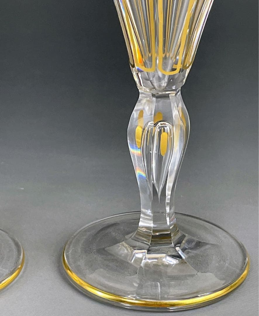 モーゼル 金彩装飾 リキュールグラス ペア シャンパングラス ワイングラス