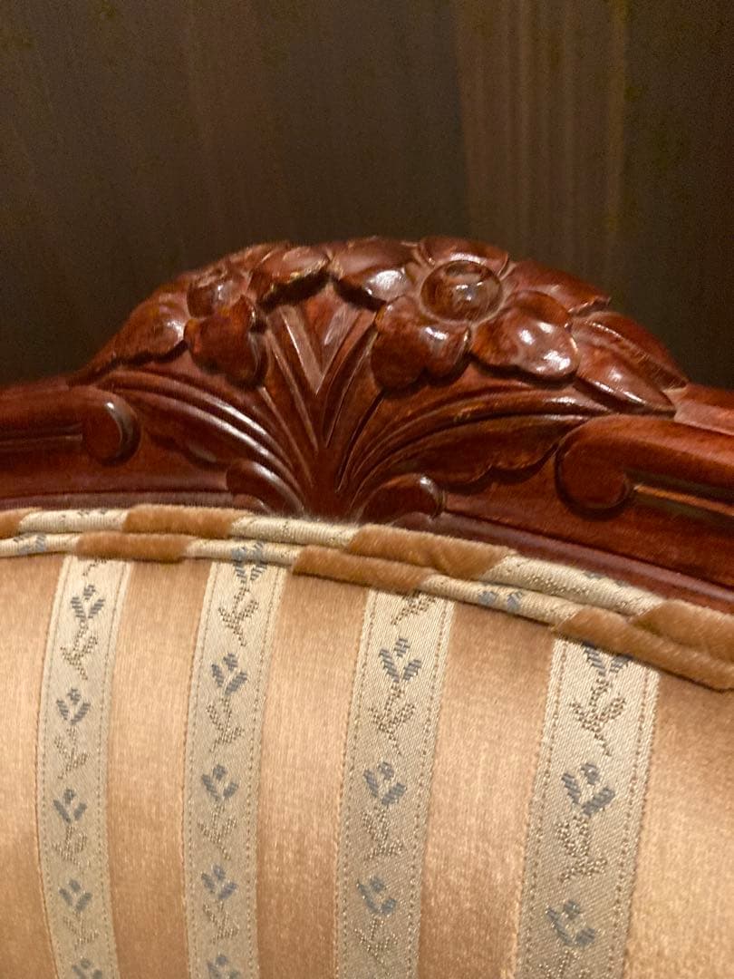 希少　クラシックストライプ柄木製椅子