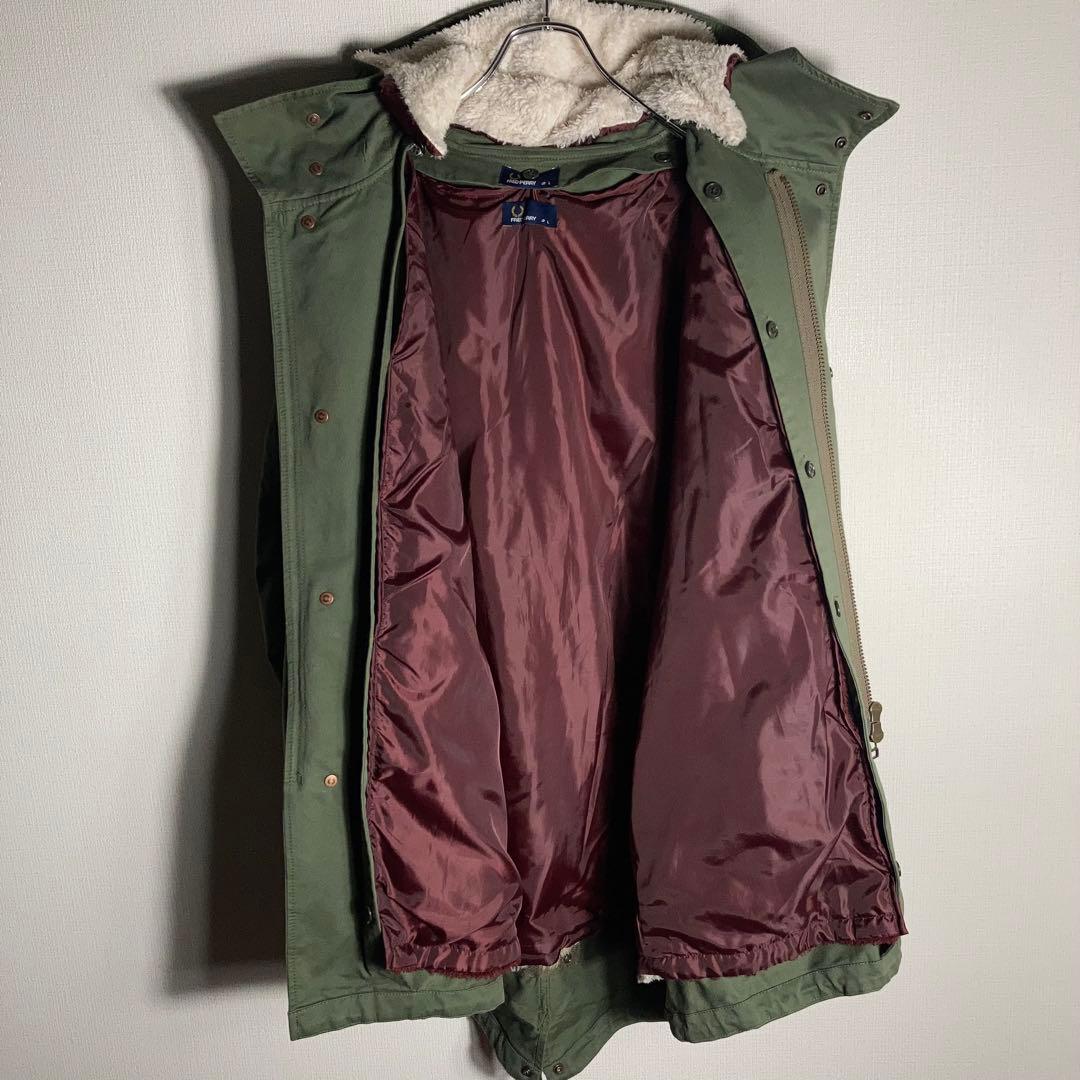 FREDPERRY‼︎ ライナー付きモッズコート 刺繍ロゴ カーキ L.