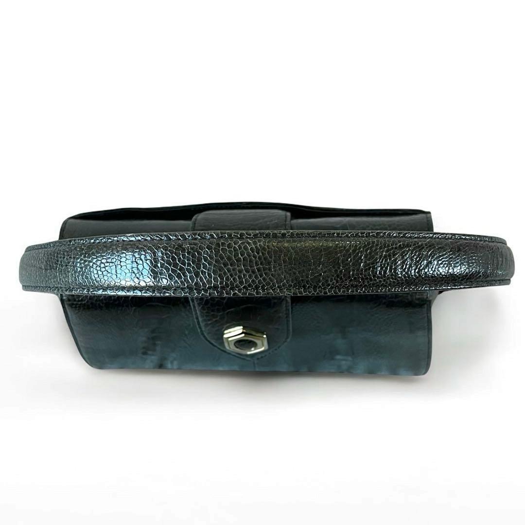 希少カラー オーストリッチ オーストレッグ シャイニング加工 ハンドバッグ 深緑