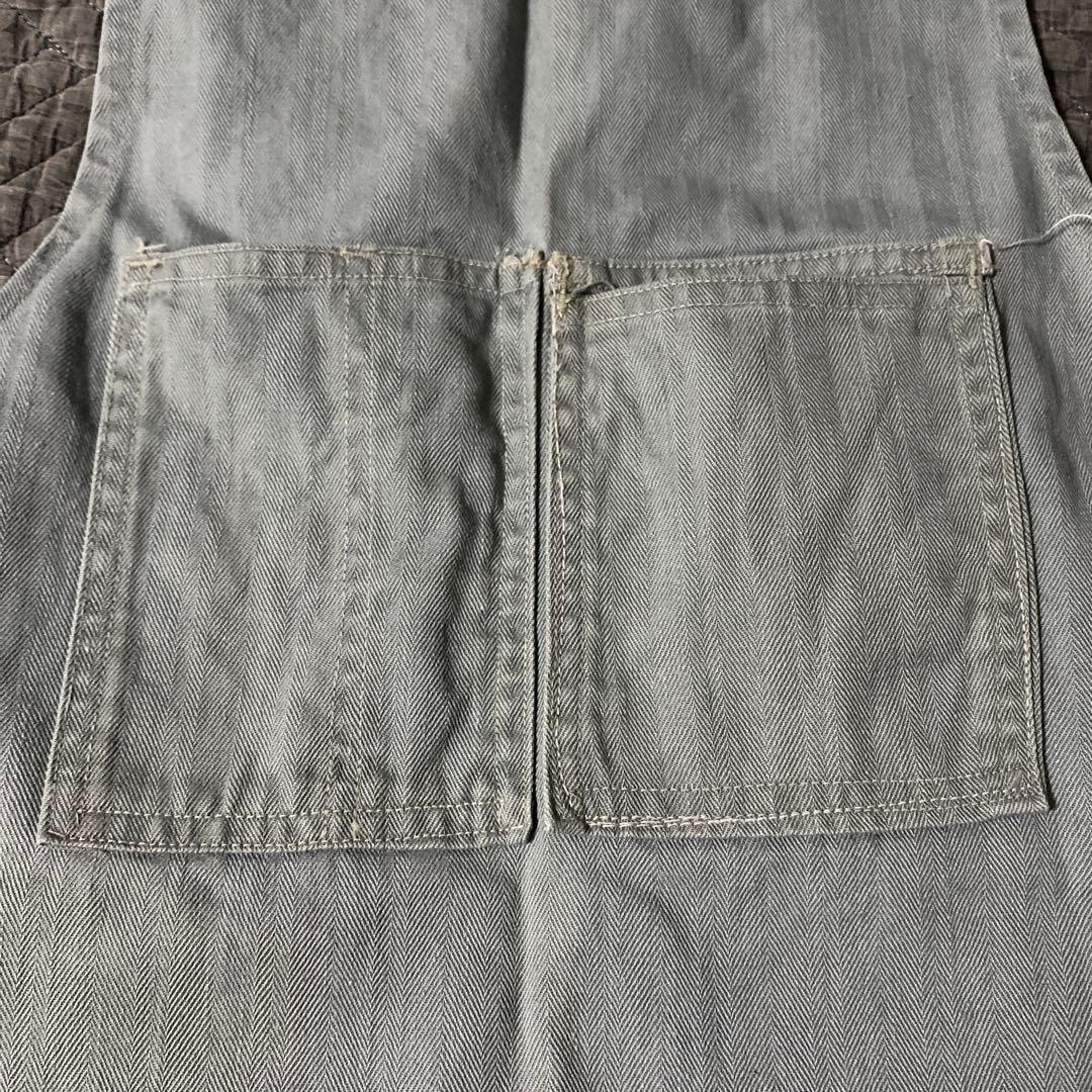 ビンテージ　グレーヘリンボーン生地エプロンCLEAN UP FOR SAFETY