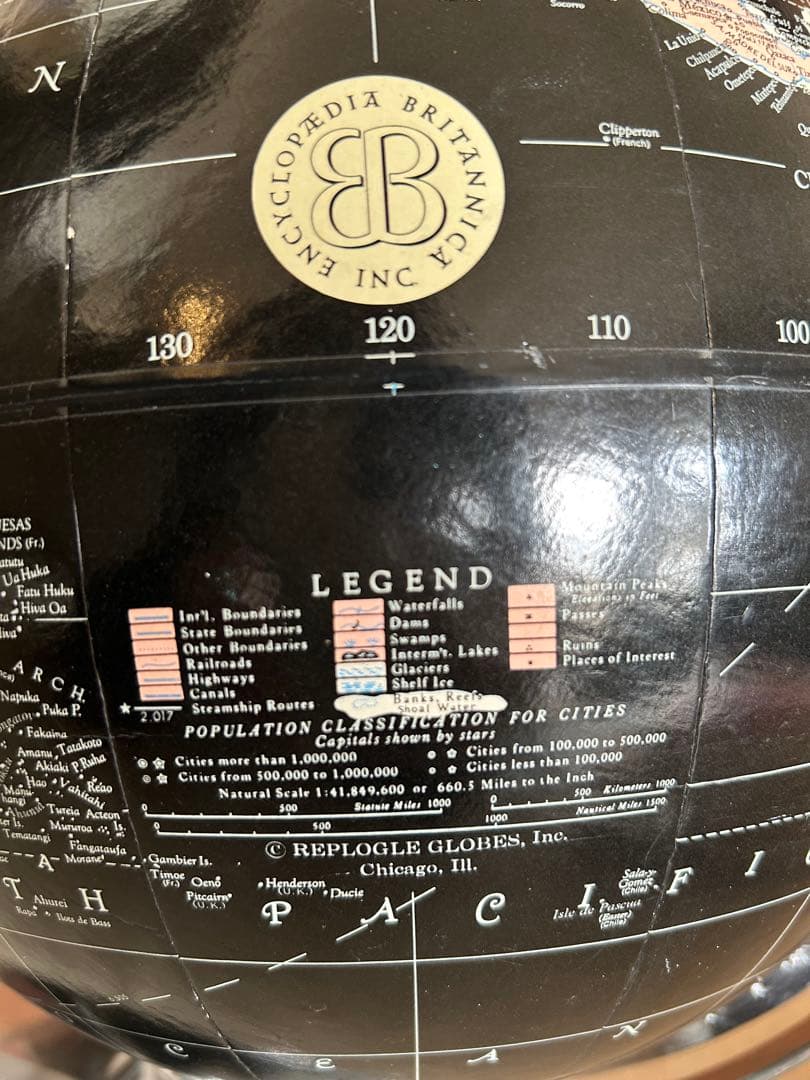 美品 60s 70s 地球儀 黒 ブラックオーシャン REPLOGLE