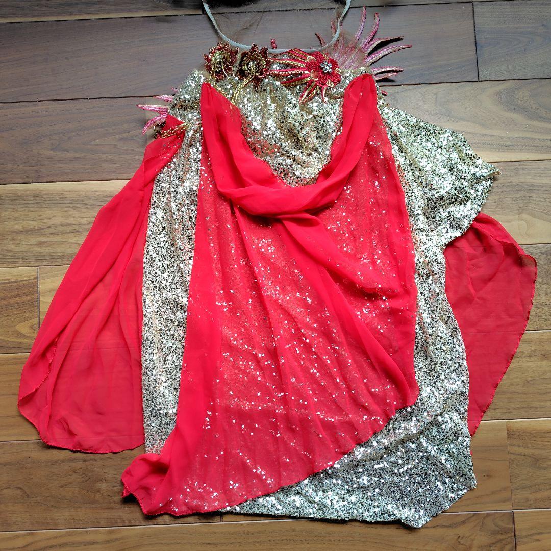 ベリーダンス衣装 赤/ゴールド【S〜Мサイズ】