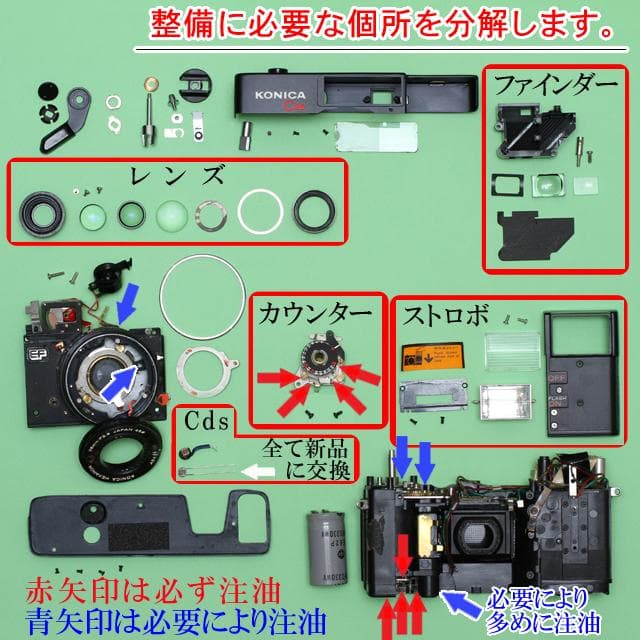 444　KONICA コニカ C35EF ピッカリコニカ 分解整備済の完動美品