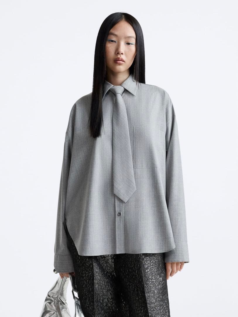 ドローストリングつきストライプシャツ ZARA×MAISON SPECIAL