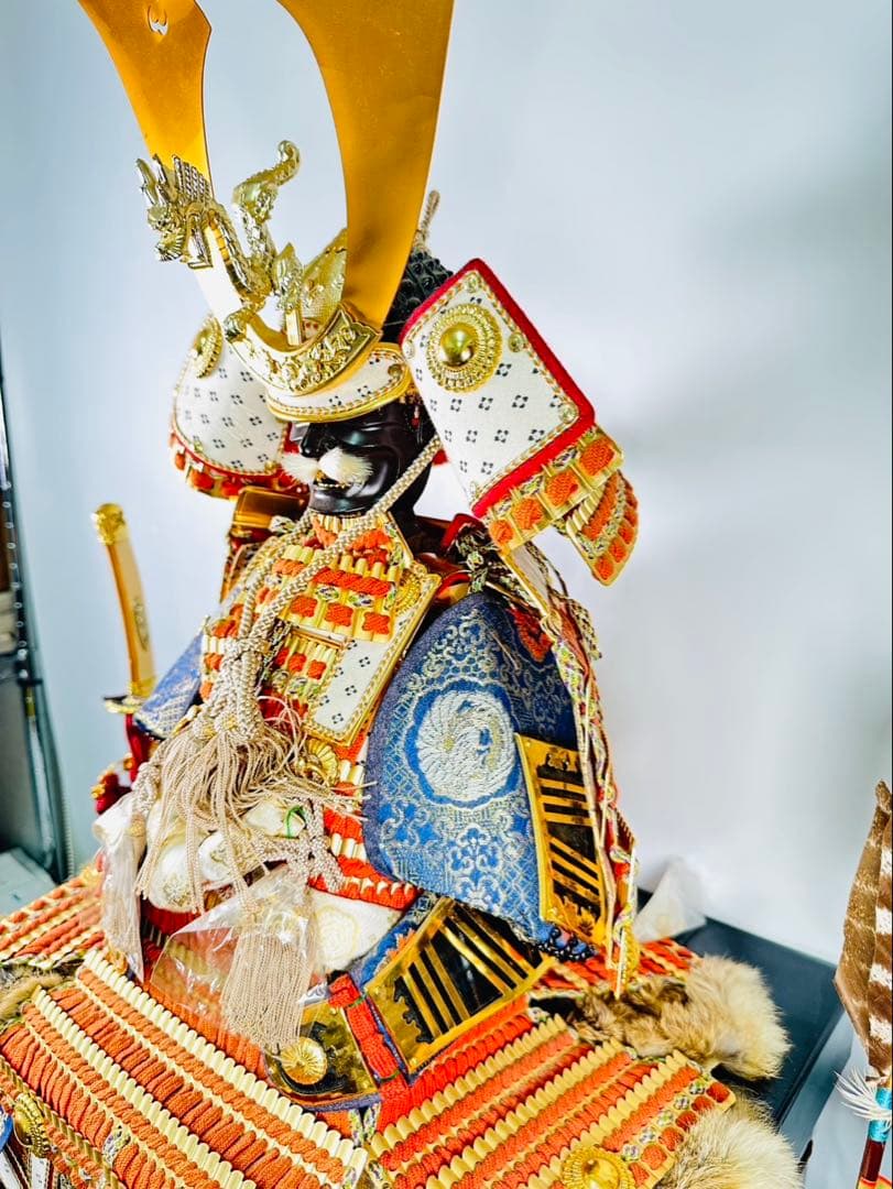 【美品】鎧兜　アンティーク　五月人形　端午の節句　甲冑　武士　源氏鎧　龍玉作