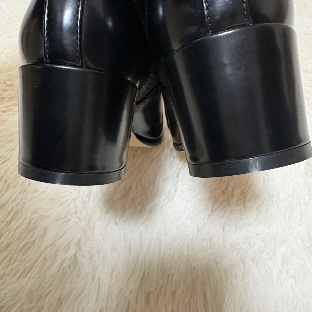 未使用に近い JILLSTUART レースアップニットシューズ レザー 黒 24