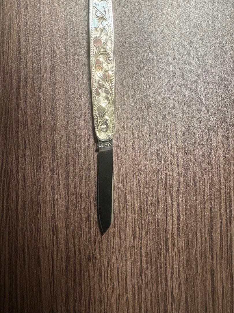 藤本保広工房 #21 純銀製ペーパーナイフ Fウィング刻印 桐箱付