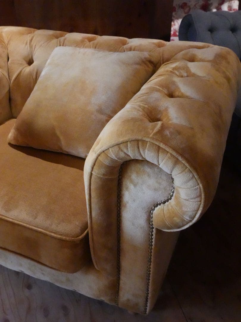 ベルベット イエロー 1人掛けソファ ※送料別