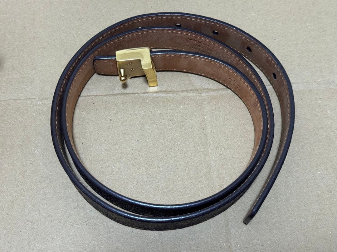 中古美品 LOUIS VUITTON ブラウン ベルト 80/32 箱付