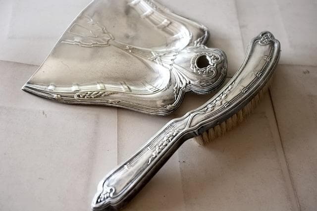 1900s フランス アールデコ 銀の蔦葉とダストパン＆ブラシ アンティーク