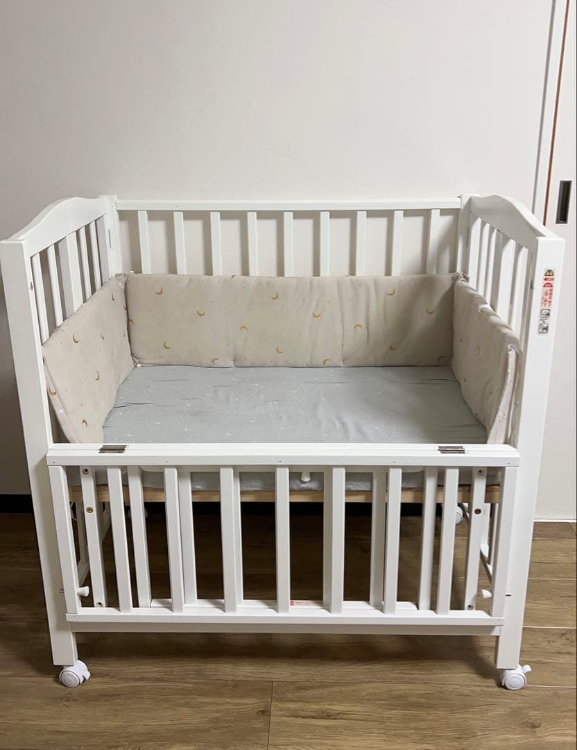 カトージ ミニベビーベッド ホワイト 折りたたみ 60×90cm 寝具、説明書付